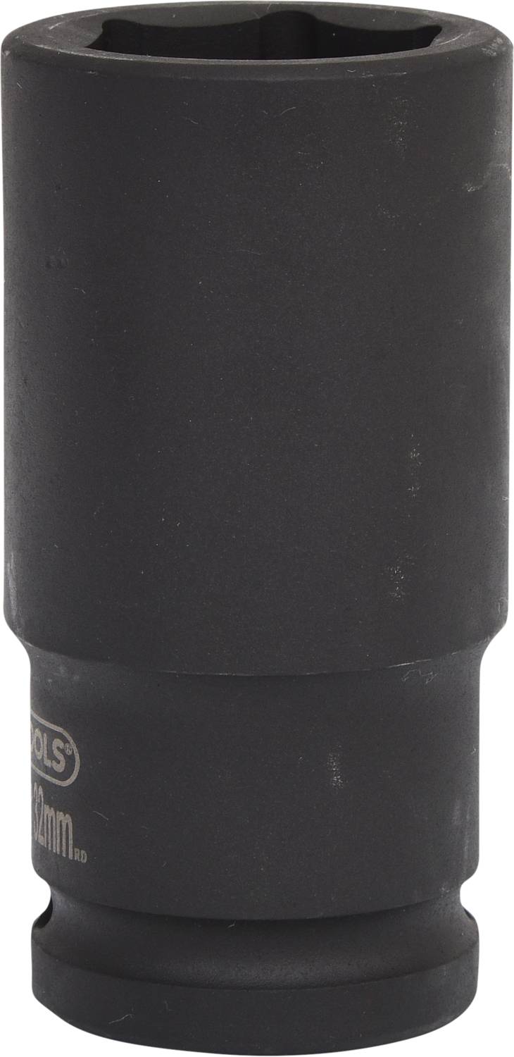 Schwarzer Steckschlüsseleinsatz aus Metall, sechskantig, für Arbeiten an Muttern und Schrauben.