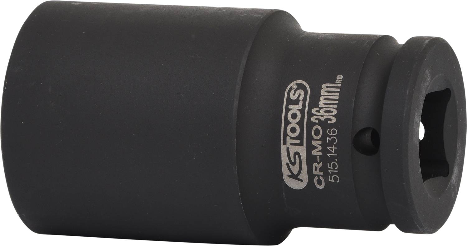 Stecknuss, schwarz, 36 mm Größe, mit Markierung 'KS TOOLS CR-MO'.