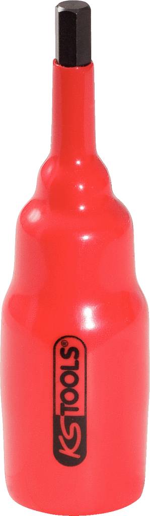 Ein roter isolierter Schraubendreher mit sechskantiger Spitze.