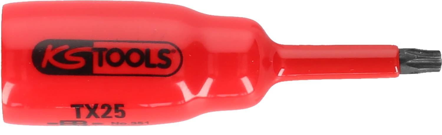 Roter Schraubendreher mit der Aufschrift 'KS TOOLS TX25'.