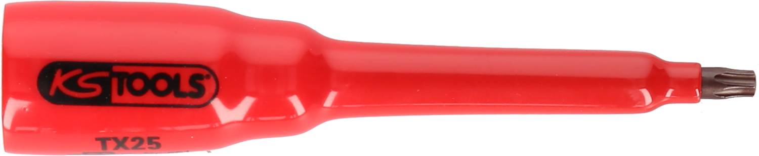 Roter Torx-Schraubendreher mit der Aufschrift 'KS Tools TX25'.