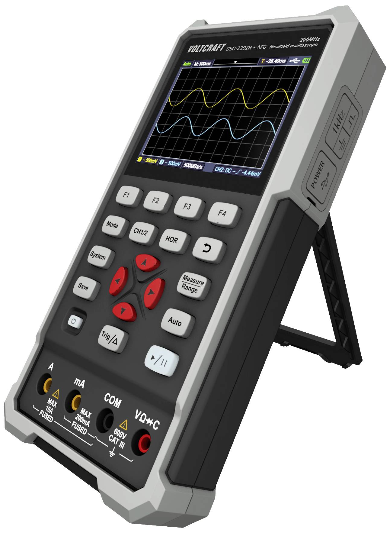 VOLTCRAFT DSO-2202H + AFG Hand-Oszilloskop kalibriert (DAkkS-akkreditiertes Labor) 200MHz 2-Kanal 1 GSa/s 8 kpts 8 Bit Handgerät