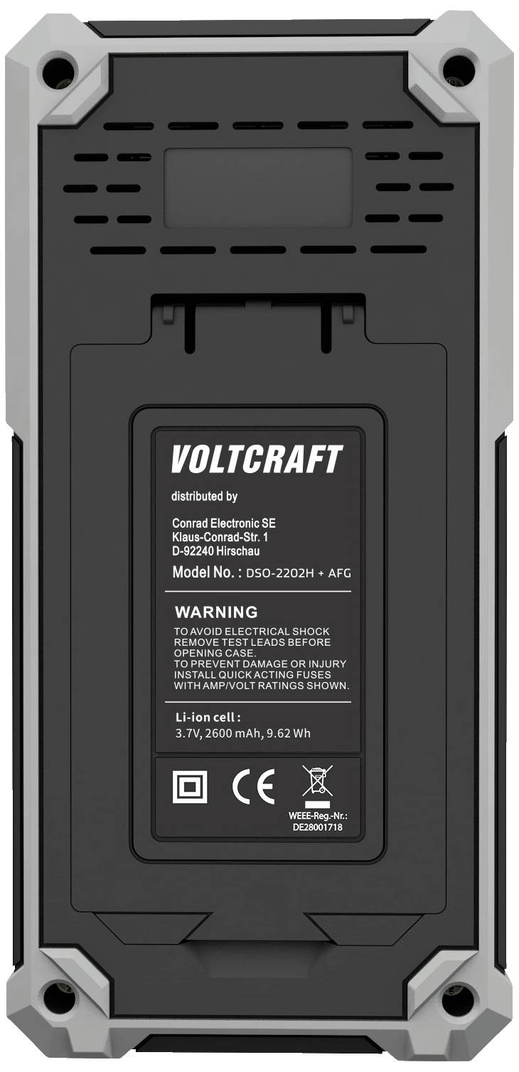 VOLTCRAFT DSO-2202H + AFG Hand-Oszilloskop kalibriert (ISO) 200MHz 2-Kanal 1 GSa/s 8 kpts 8 Bit Handgerät 1St.