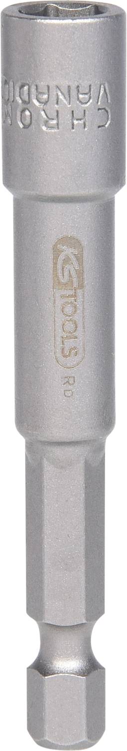 Silberner magnetischer Hex-Bit-Halter mit sechseckiger Grundform, geeignet zum Befestigen von Schraubendreher-Bits aus Metall.