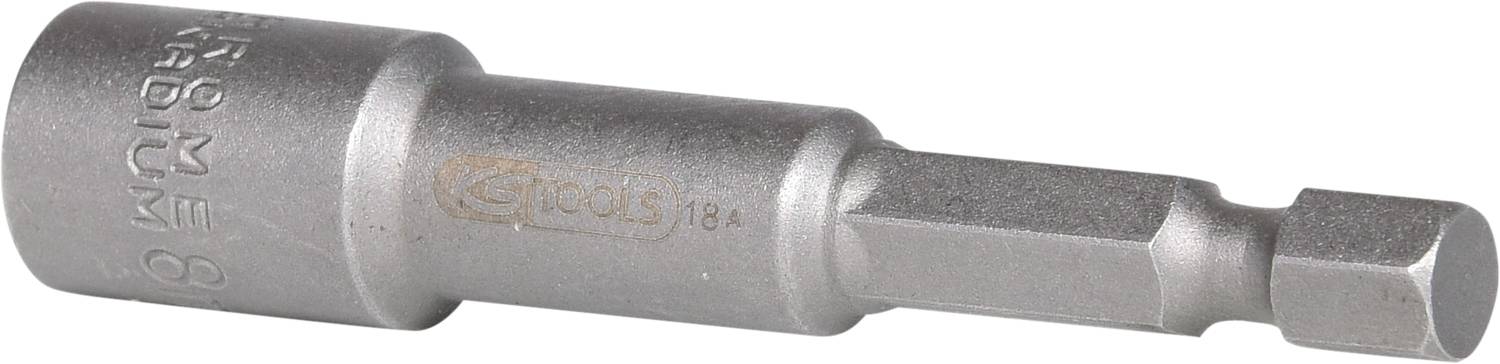 Sechskant-Bit-Aufsatz aus Metall, von einem Werkzeugset, zur Befestigung von Schrauben mit einem Schraubendreher.