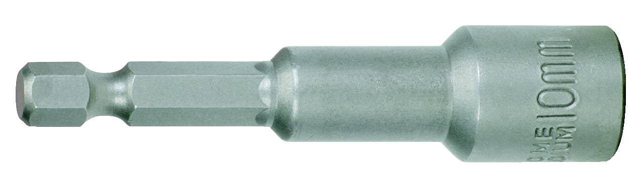 'Stecknuss 10mm Hex-Bit' in Nahaufnahme. Werkzeug aus Metall, wird zum Anziehen von Schrauben verwendet.