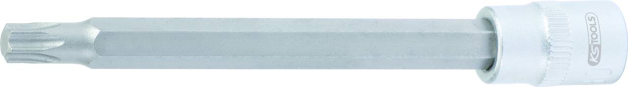 Ein langer Torx-Bit-Schraubendreher mit sechseckigem Schaft und weißem Griff, geeignet für handwerkliche Arbeiten und Reparaturen.