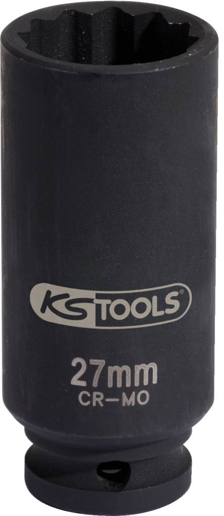 Eine Stecknuss von KS Tools aus Chrom-Molybdän mit der Größe 27 mm.