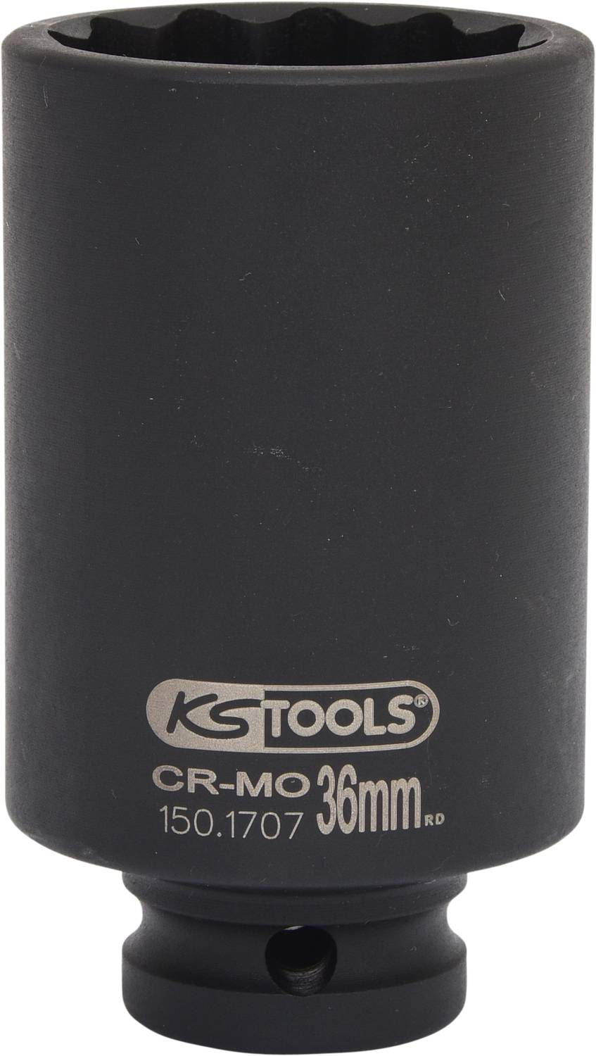 KS Tools Stecknuss, 36mm, CR-MO 150.1707, rund, schwarz.