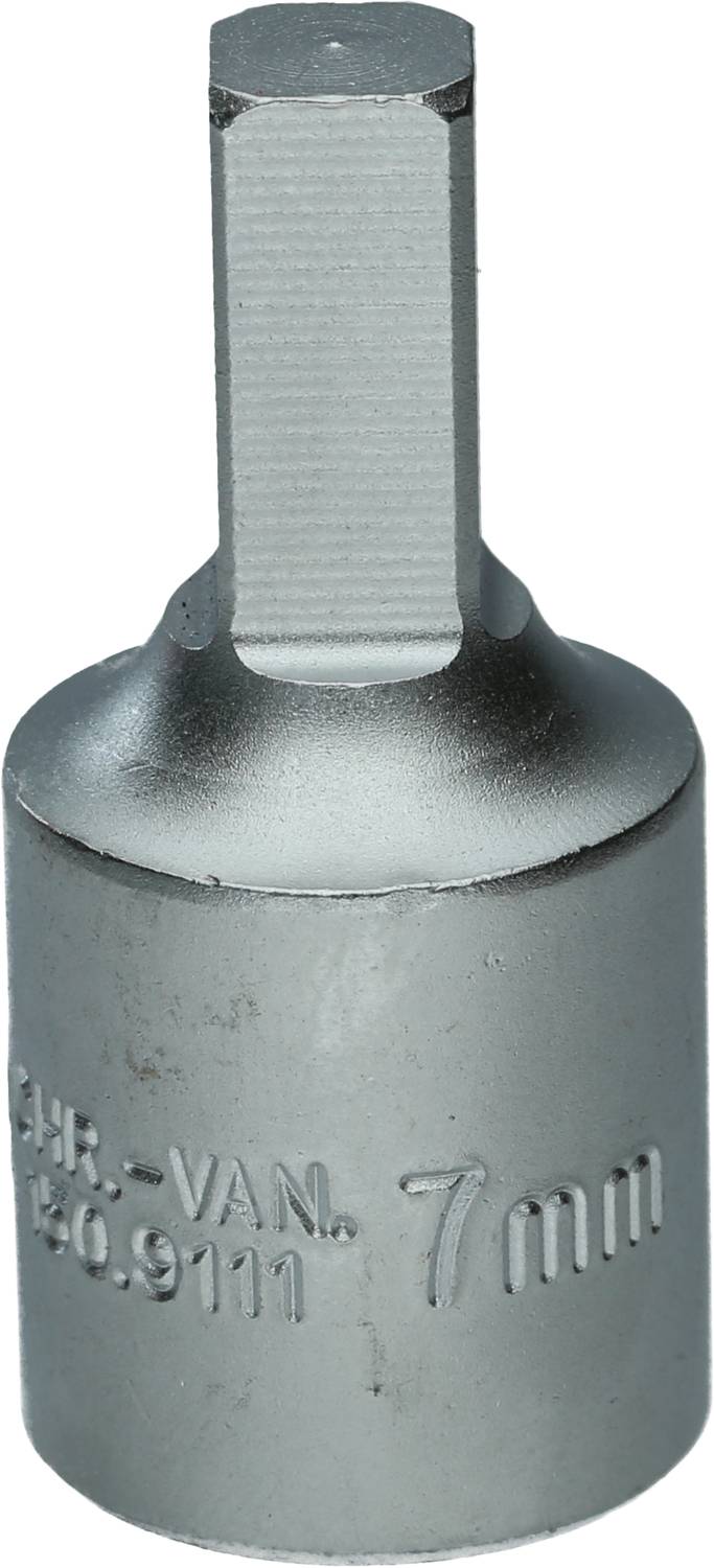 '7 mm Sechskant-Bit' aus Chrom-Vanadium-Stahl, ideal für Schraubarbeiten. Hexagonal geformt für festen Halt und präzise Passform.