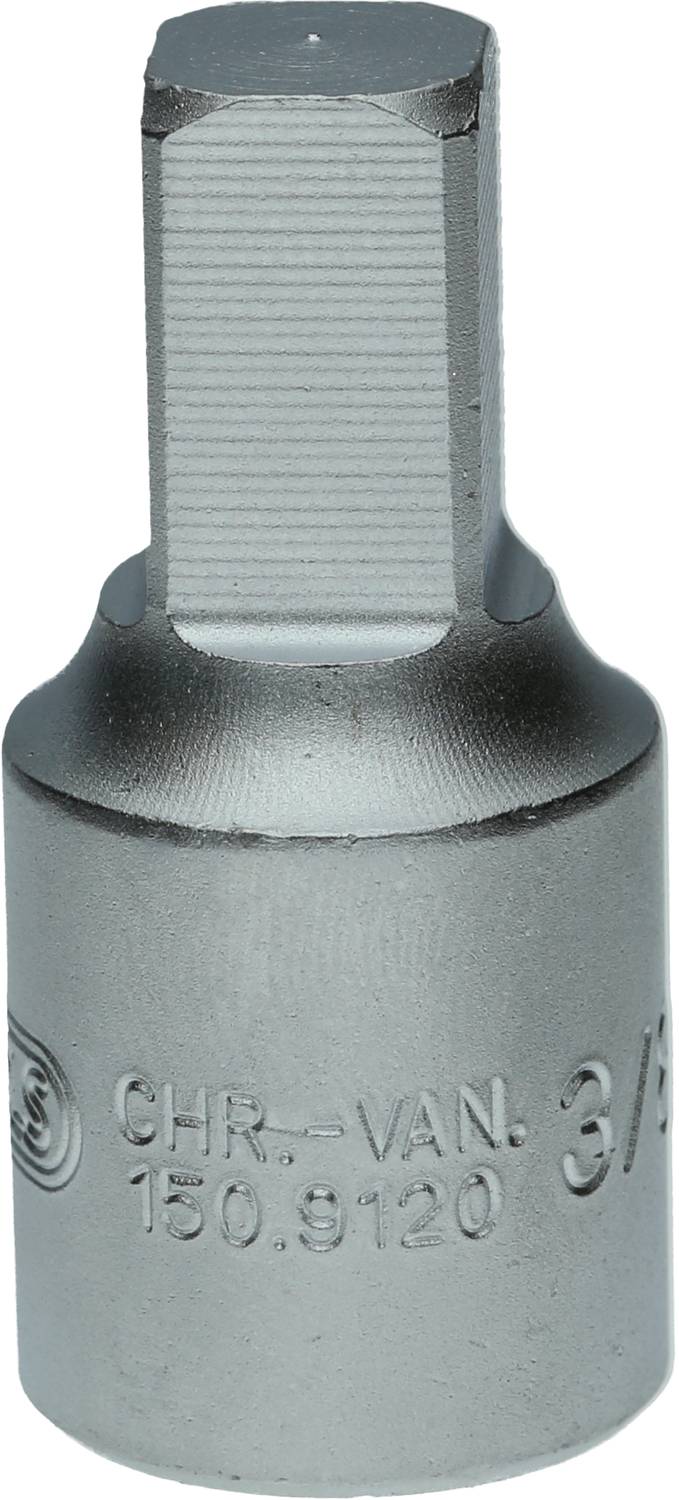 Sechskant-Stecknuss aus Chrom-Vanadium, 3/8 Zoll, mit langer Bitaufnahme, geeignet für professionelle Werkzeuge und Anwendungen.