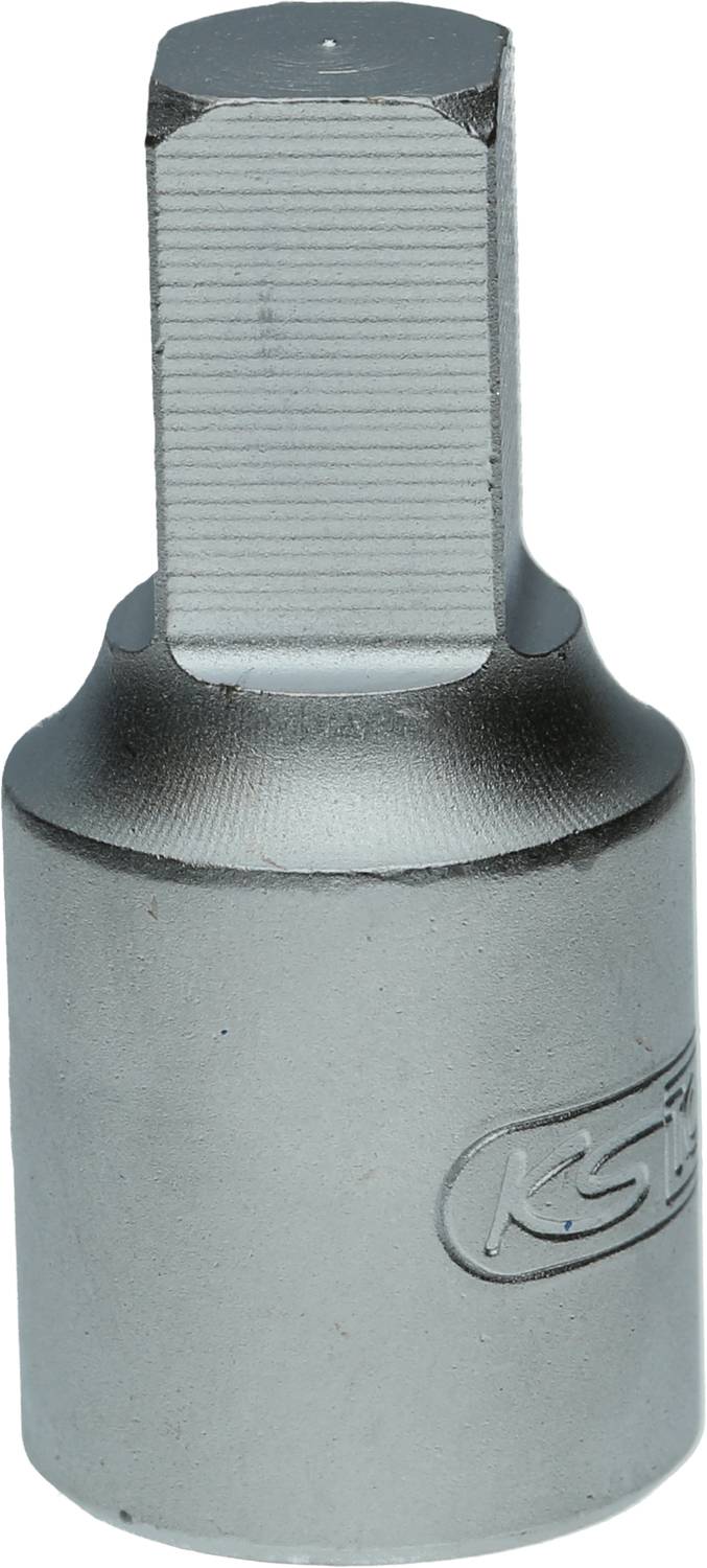 Metall-Sechskant-Bit mit geriffelten Seiten, geeignet für präzise Schraubarbeiten in Werkstätten oder bei Heimwerkerprojekten.