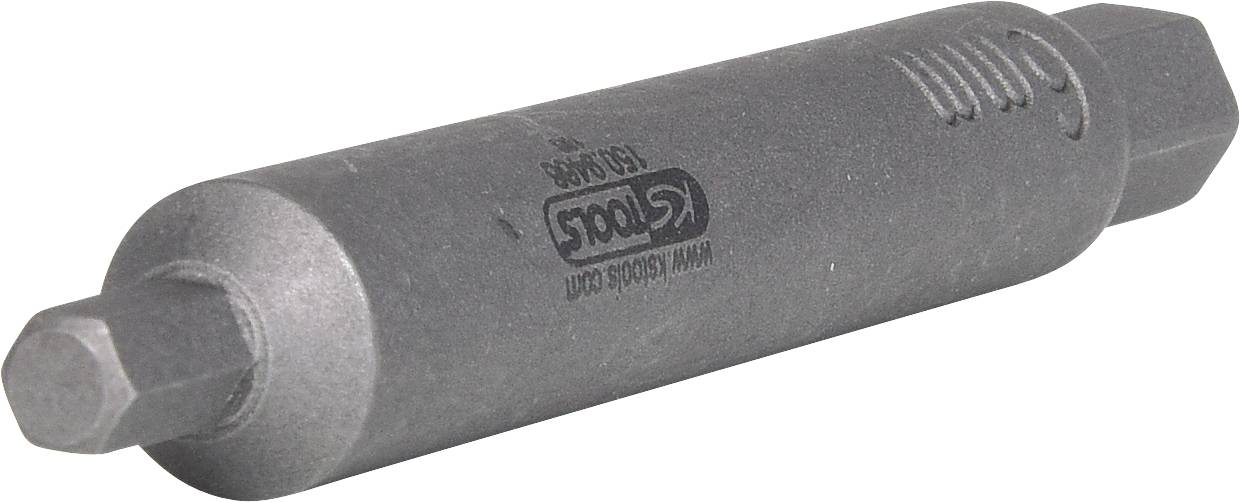 Ein zylindrisches, schwarzes Werkzeug mit zwei Sechskant-Enden. Es ist als 'KS Tools' gekennzeichnet und dient zum Schrauben.