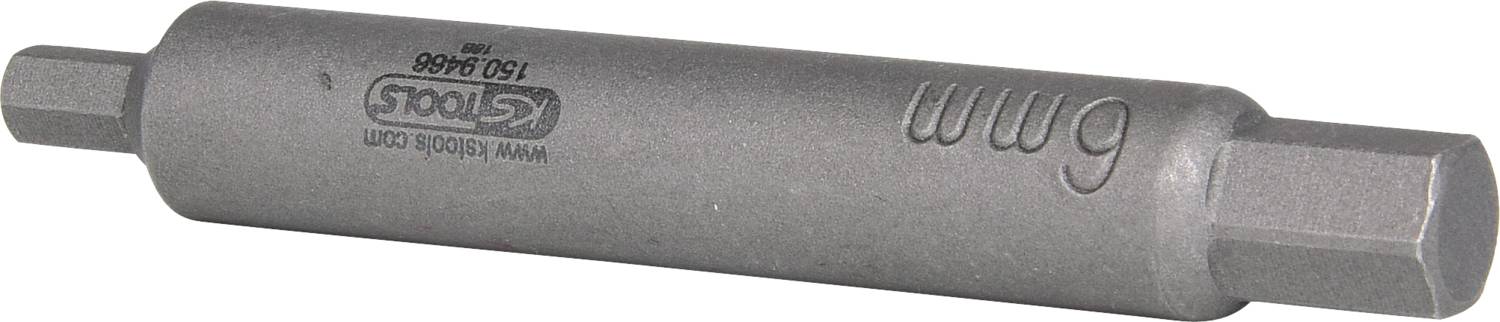 Metallischer Aufsatz mit zylinderförmigem Mittelteil und sechskantigen Enden, beschriftet mit 'KS Tools'.