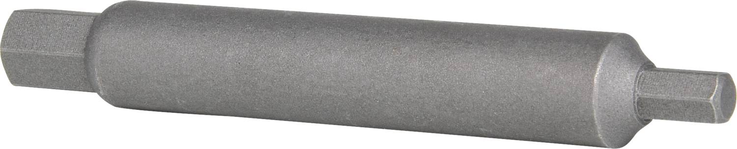 Ein zylinderförmiges Metallwerkzeug mit zwei sechskantigen Enden, das zur Drehmomentübertragung oder Befestigung verwendet wird.