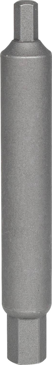 Metallischer zylindrischer Gegenstand mit abgeflachten Enden.