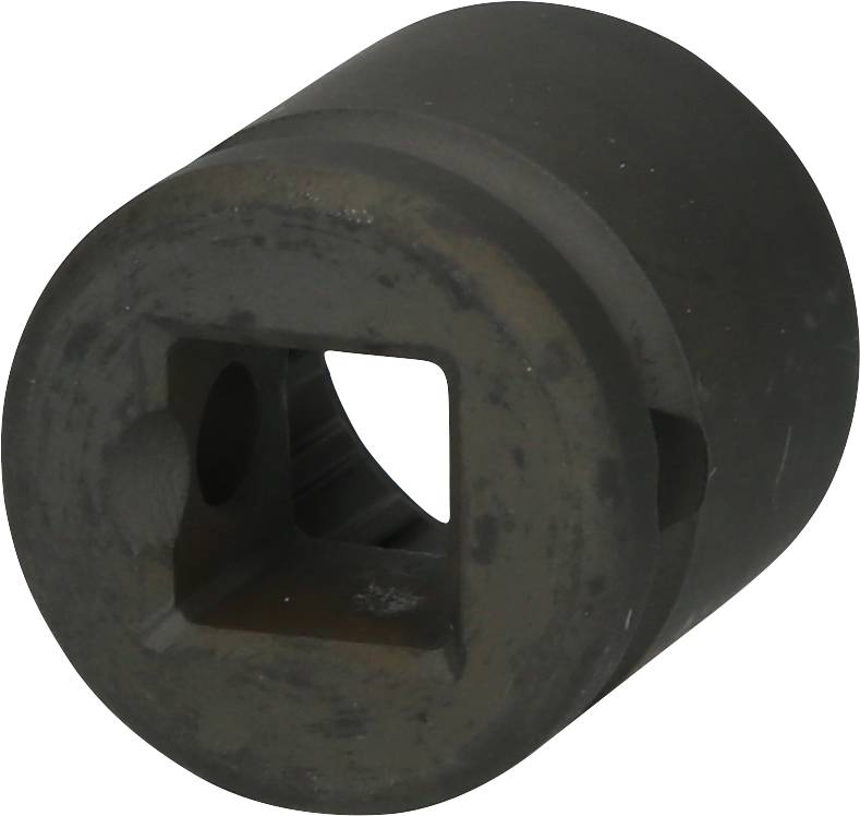 Metallisches Bauteil mit einer quadratischen Öffnung in der Mitte und runden Kanten.