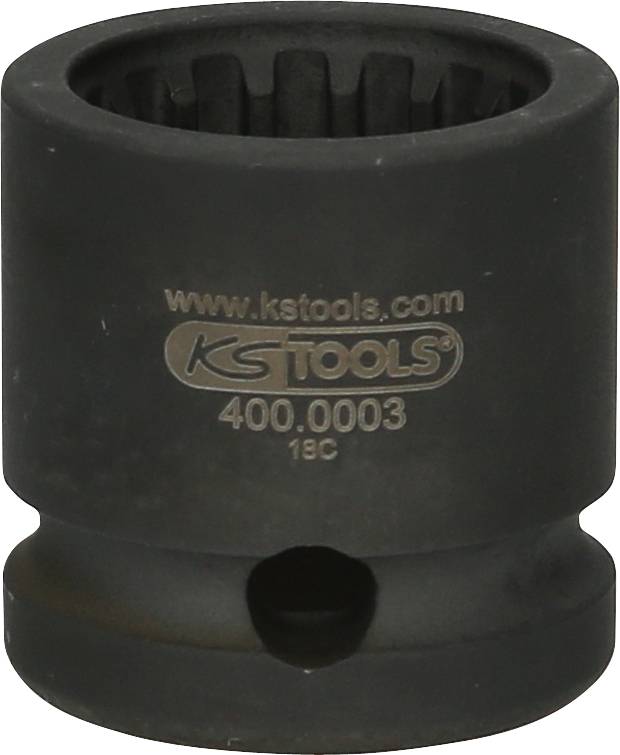 Schwarze KS Tools Nuss, 18 mm, mit Logo und Produktnummer 400.0003.