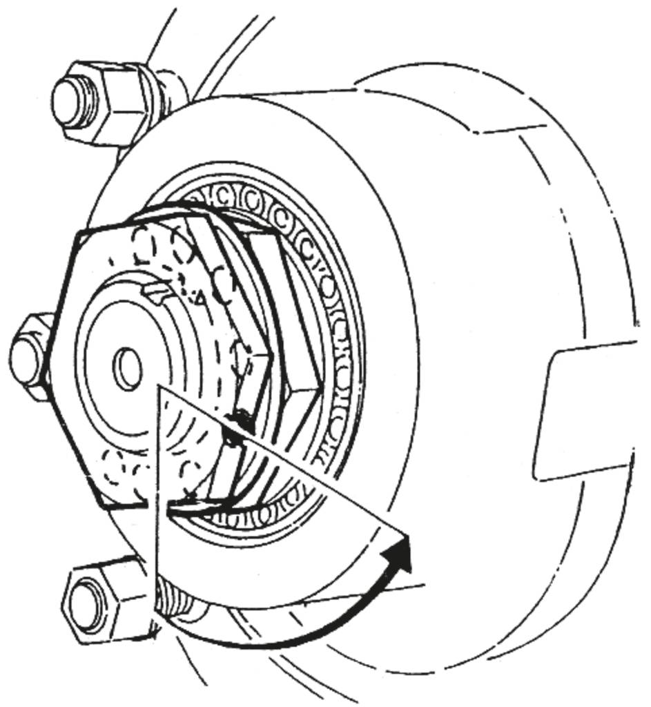 Zeichnung eines Lagergehäuses mit sichtbaren Schrauben und Lagerringen. Zeigt den mechanischen Aufbau für technische Anwendungen.