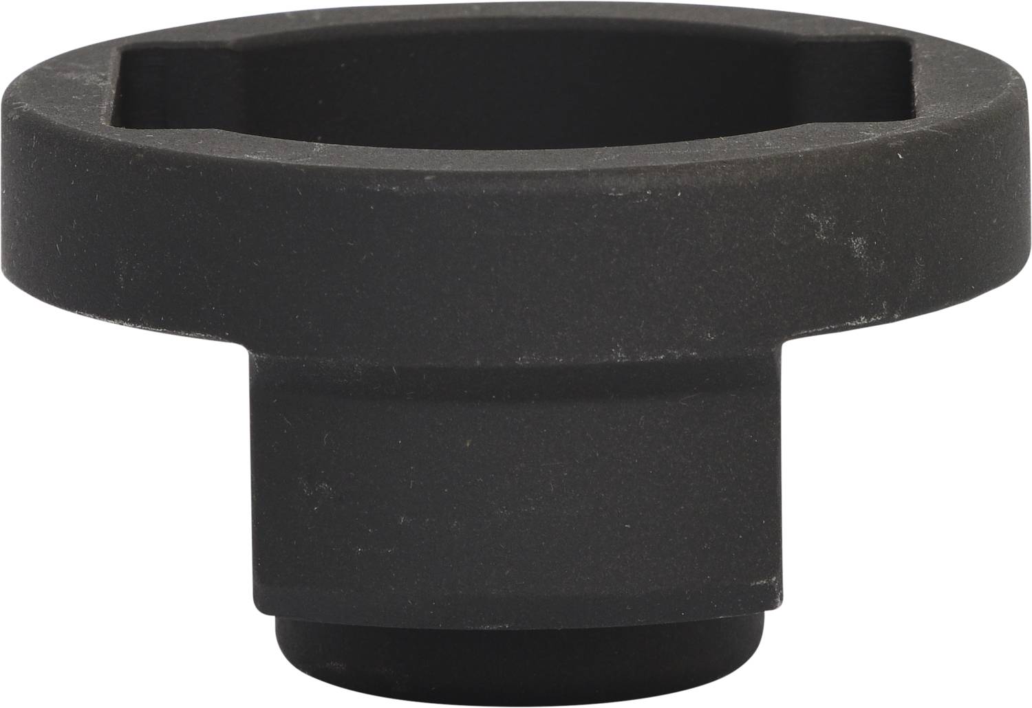 Das Bild zeigt ein rundes, schwarz lackiertes Metallwerkzeug, das für technische Zwecke verwendet wird.