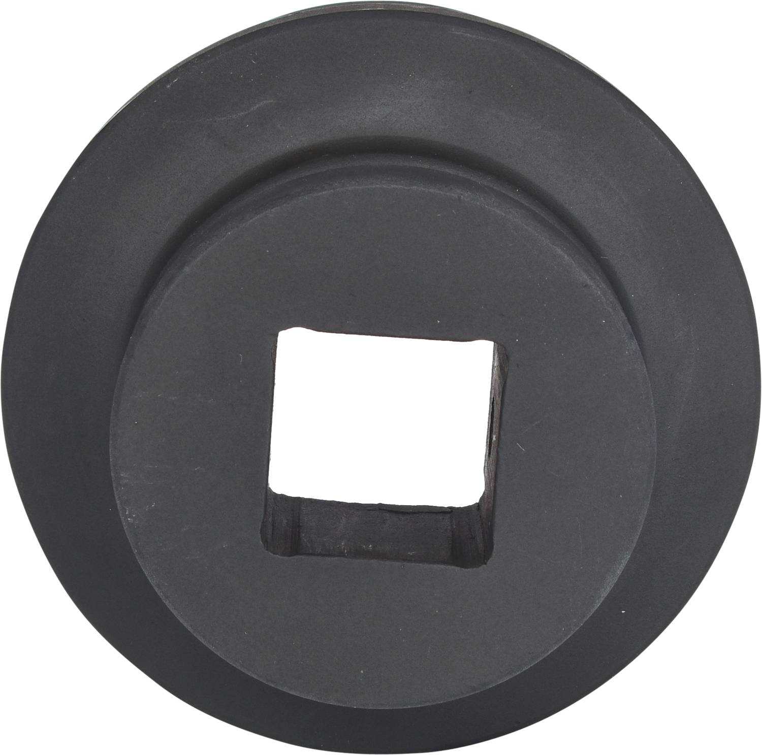 Metallring mit zentraler quadratischer Öffnung, dunkelgraue Farbe.