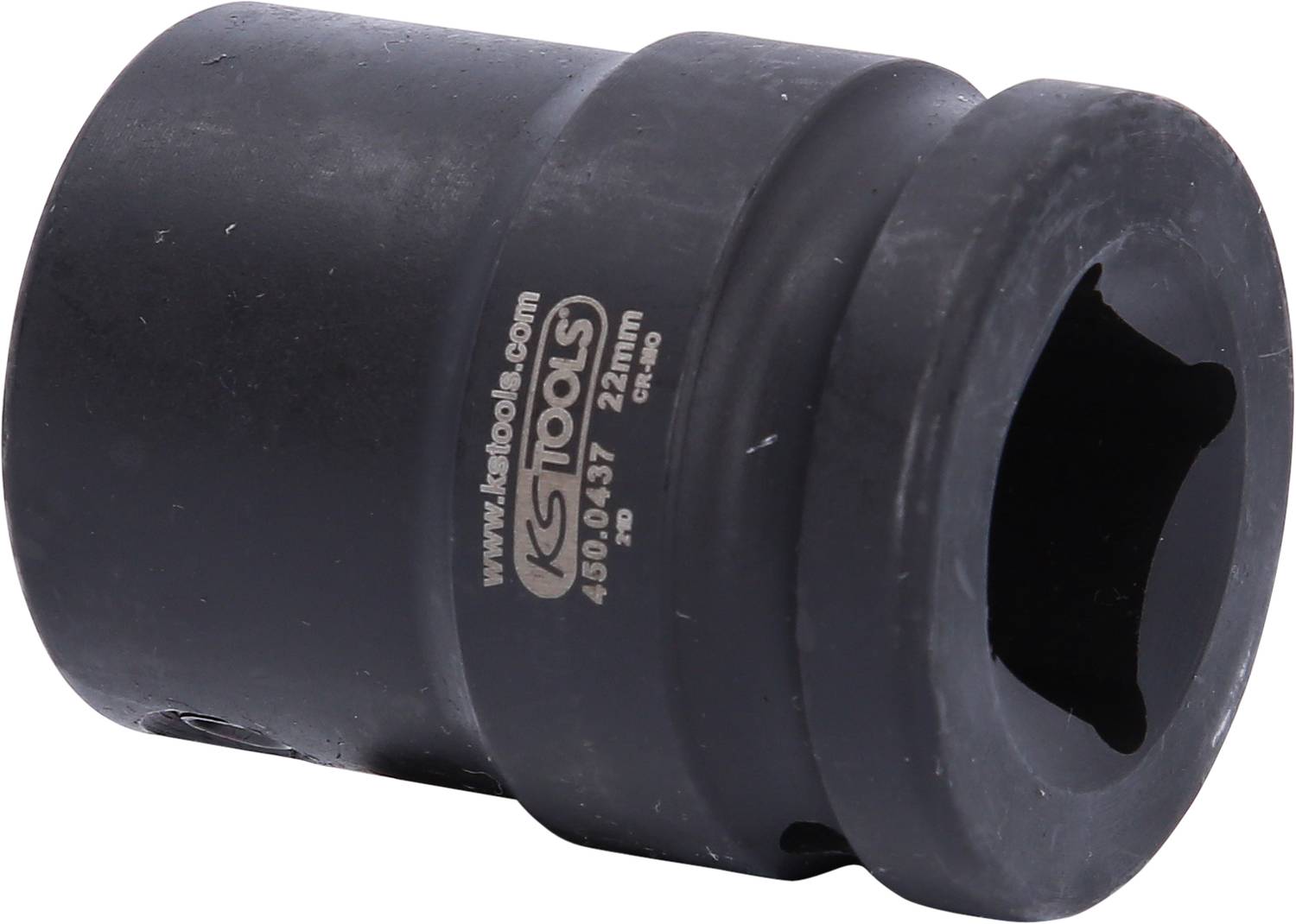 Eine schwarze Sechskant-Stecknuss mit der Aufschrift 'KS Tools 27mm'. Sie wird für Arbeiten an Schraubverbindungen verwendet.