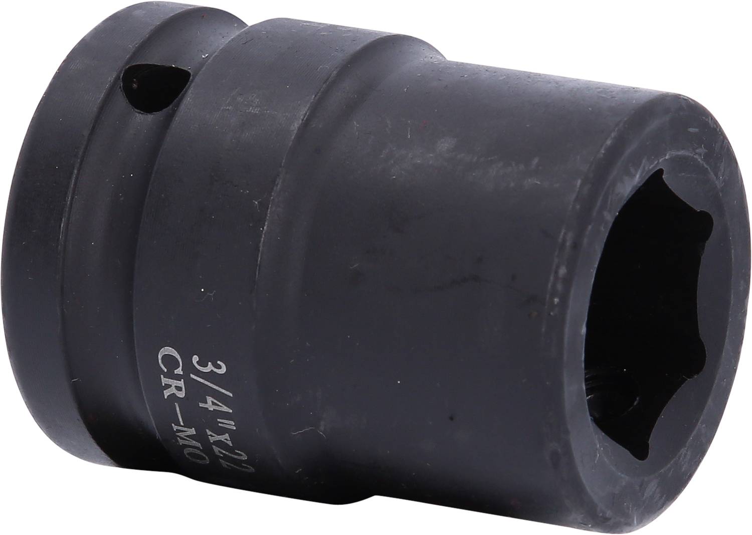 Schwarze 3/4-Zoll-Stecknuss aus CR-MO-Legierung, zylindrische Form mit sechseckiger Öffnung.