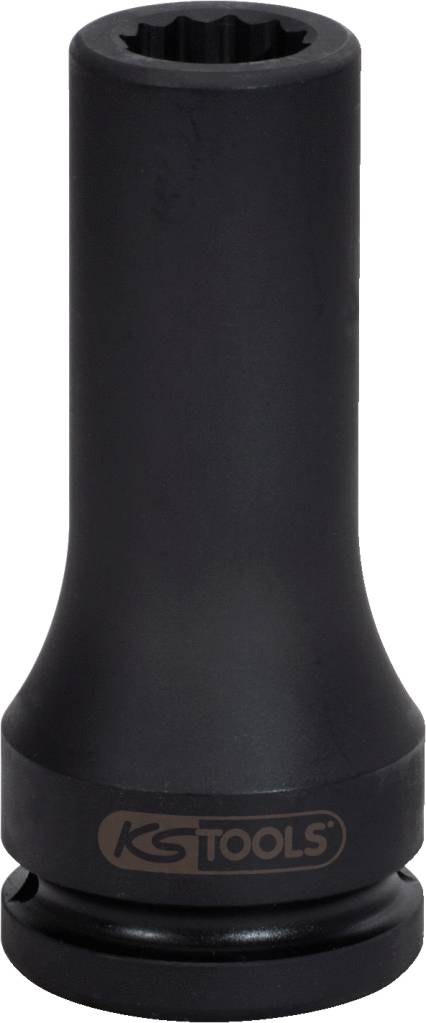 Eine lange, schwarze Stecknuss von KS Tools, geeignet für Schraubverbindungen.