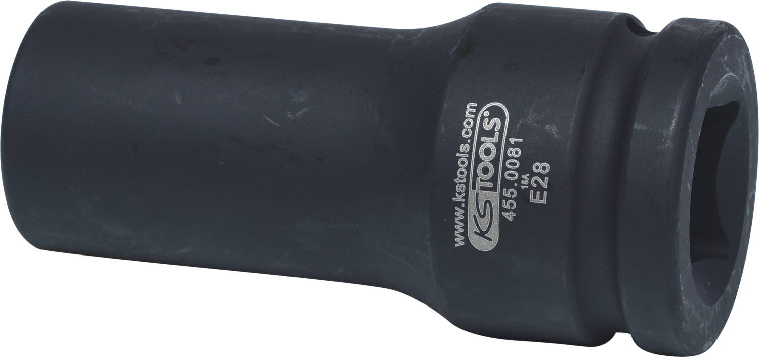 Schwarze Stecknuss mit runder Form, gesendet von KS Tools. Artikelnummer: 455.0081 E28.