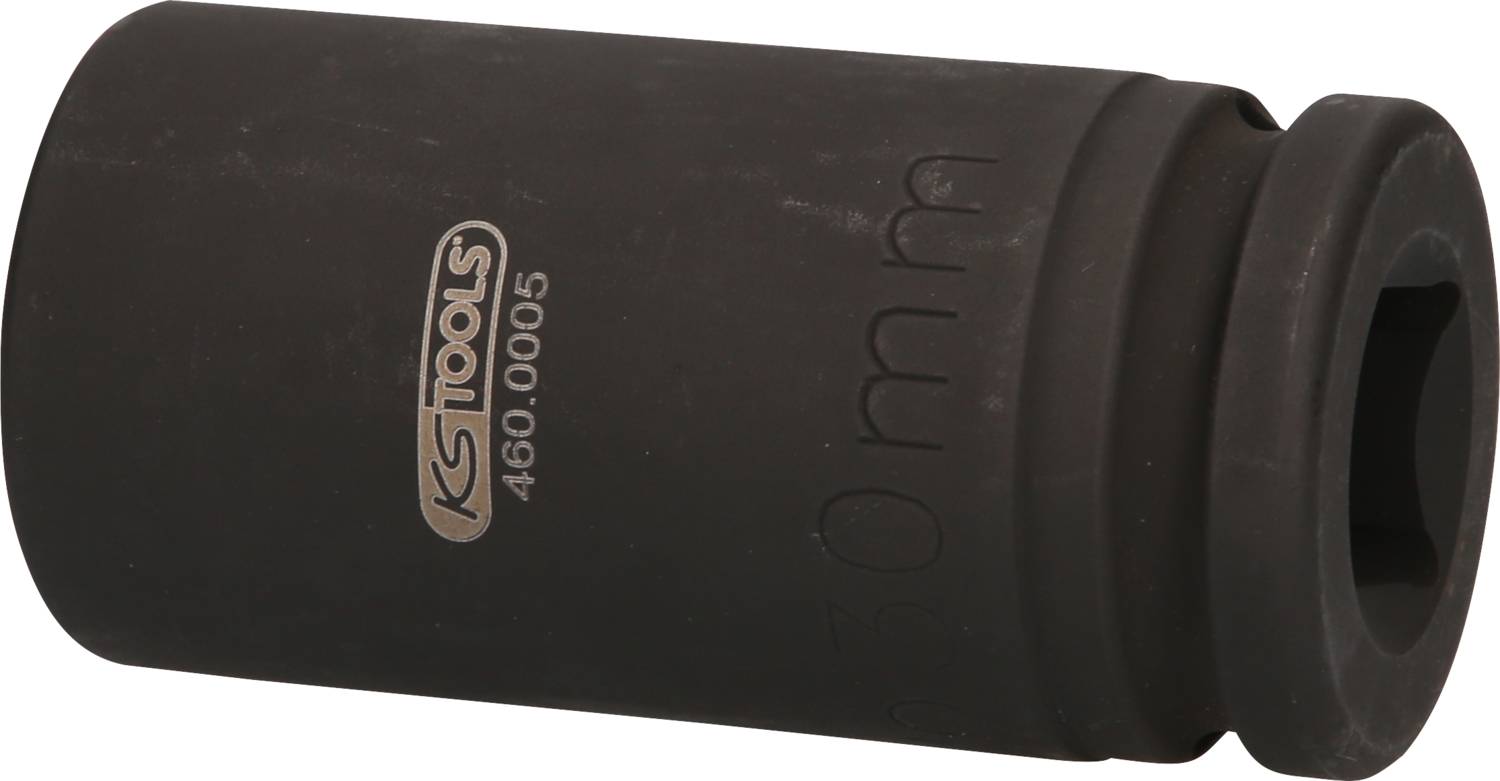Ein schwarzer Steckschlüsselaufsatz mit der Aufschrift 'KS Tools' und '50 mm', verwendet für das Anziehen oder Lösen von Muttern und Schrauben.