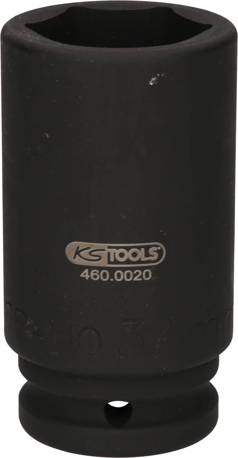 Schwarze KS Tools Stecknuss mit Produktnummer 460.0020 für den Einsatz in der KFZ-Werkstatt.