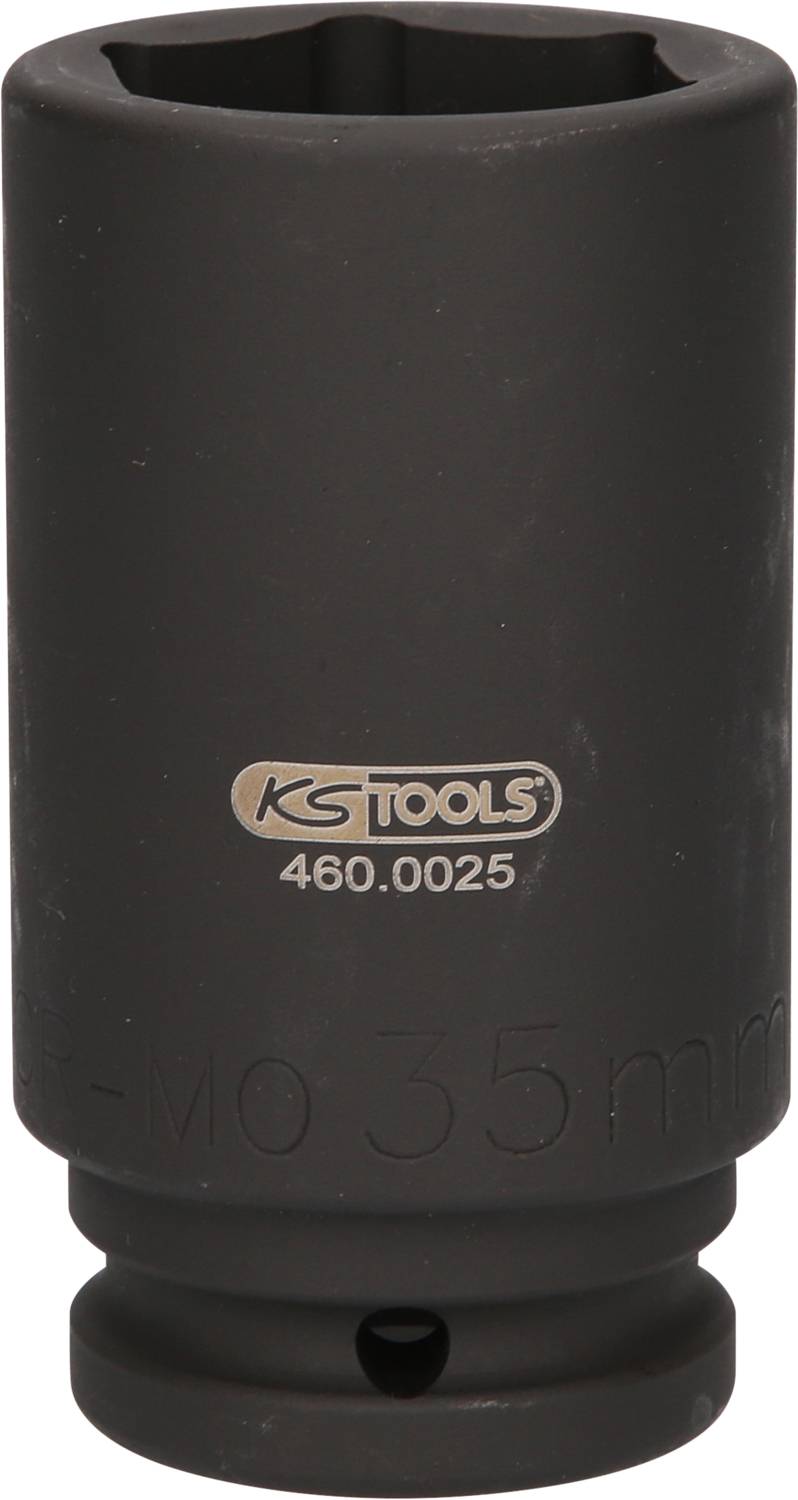 'KS Tools' Steckschlüssel mit der Nummer 460.0025, schwarz, für die Verwendung in manueller oder maschineller Anwendung geeignet.