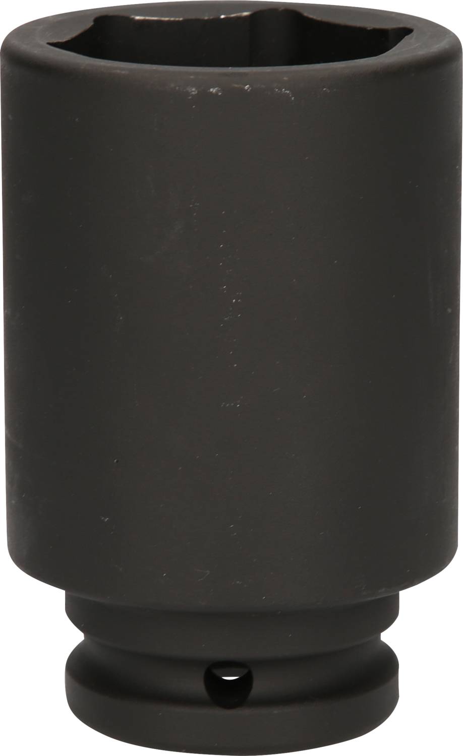 Abbildung eines schwarzen Sechskant-Steckschlüssels, der für die Verwendung mit einem Schlagschrauber zur Befestigung von Muttern entwickelt wurde.