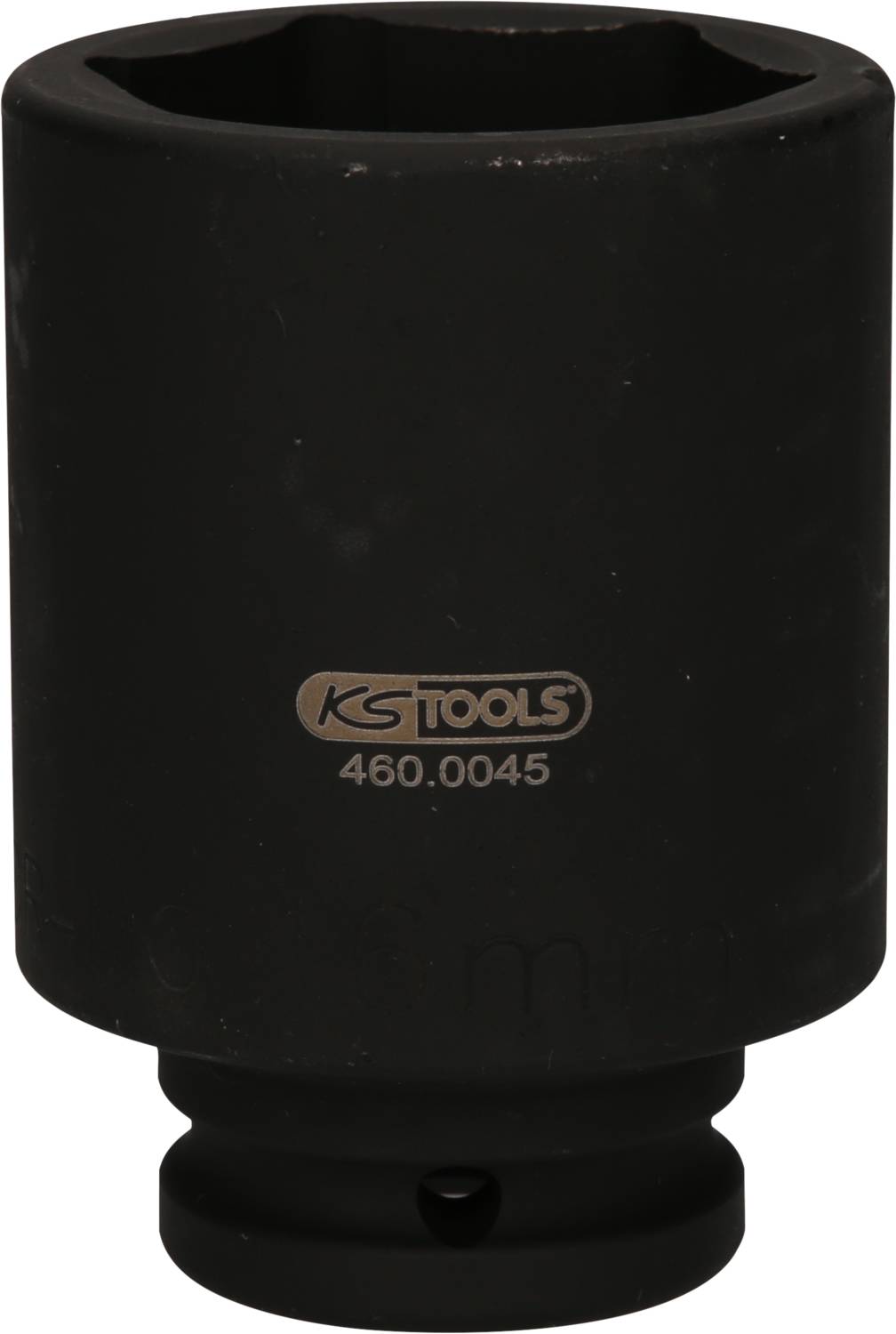 Große schwarze Stecknuss mit Aufschrift 'KS Tools 460.0045'.