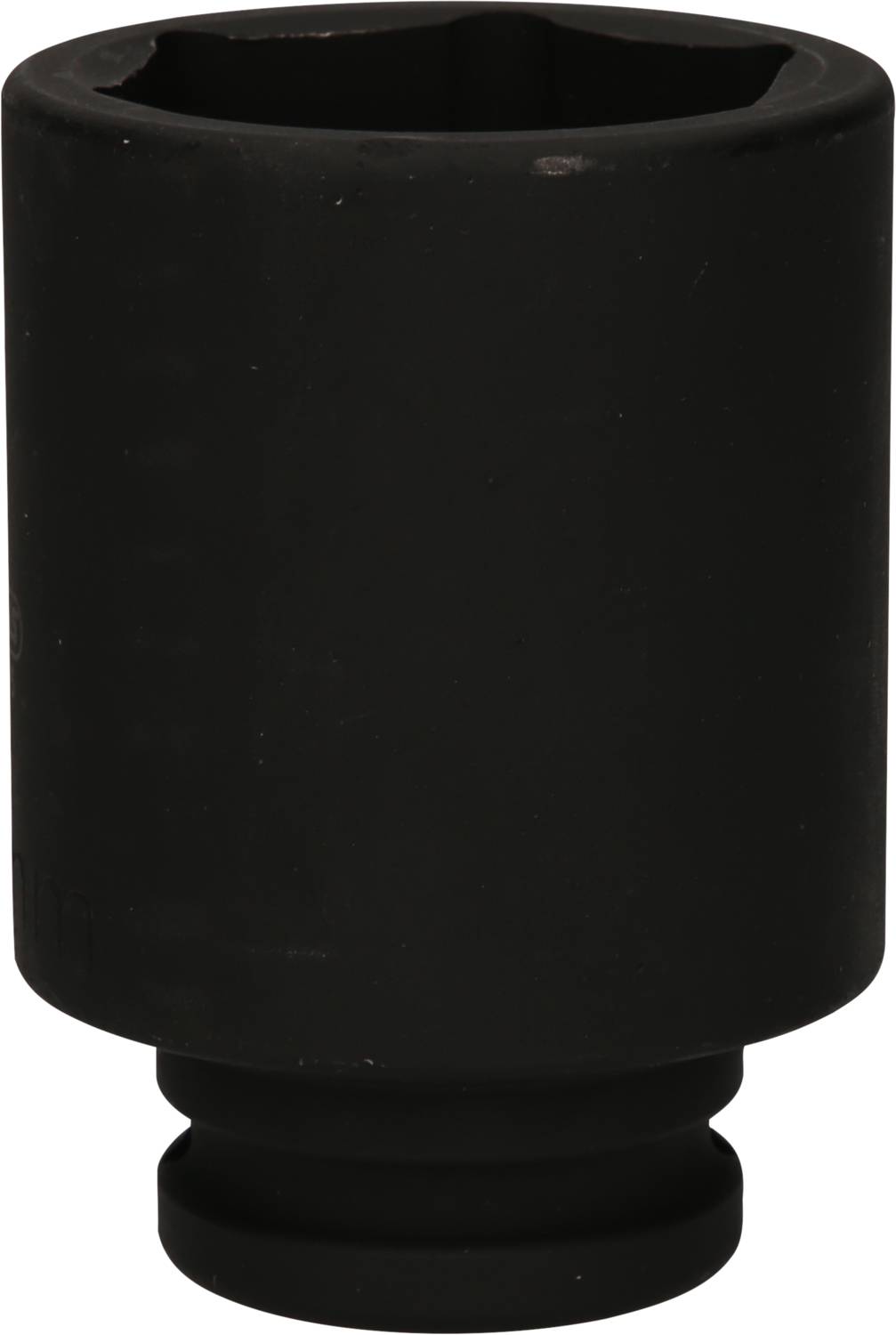 Ein schwarzer Steckschlüsselaufsatz mit sechs Kantprofilen, der in Handwerk und Technik verwendet wird.