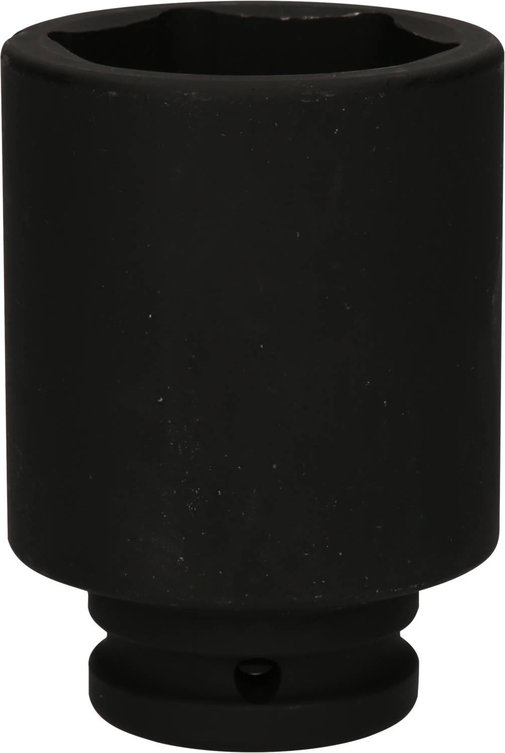Ein schwarzer Sechskant-Schlagschrauberaufsatz aus Metall, der für die Verwendung mit einem Drehschlagschrauber konzipiert ist.