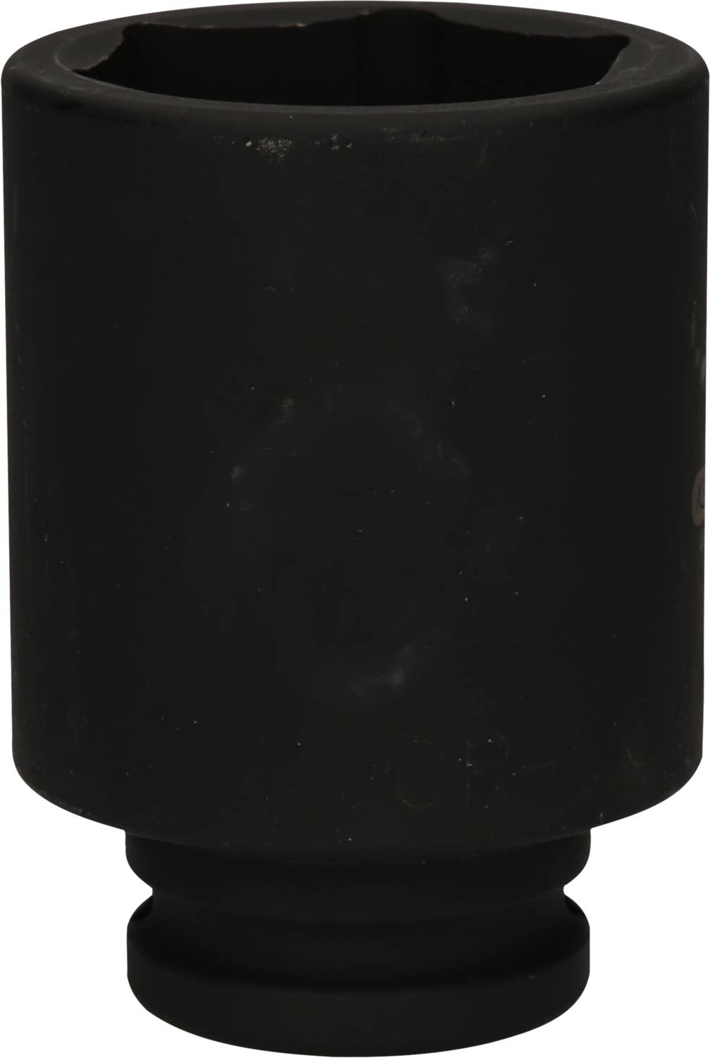 Schwarze Stecknuss mit sechs Kanten, geeignet für Schraubarbeiten.