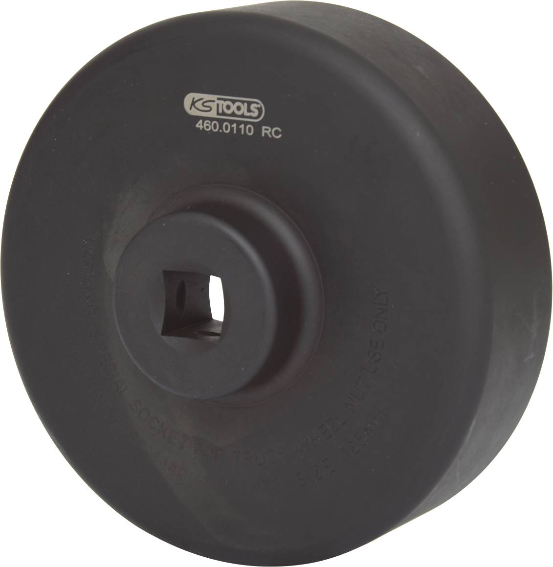 Ein runder, schwarzer Adapter von KS Tools, Modell 460.0110 RC, zur Verwendung mit Drehmomentwerkzeugen.