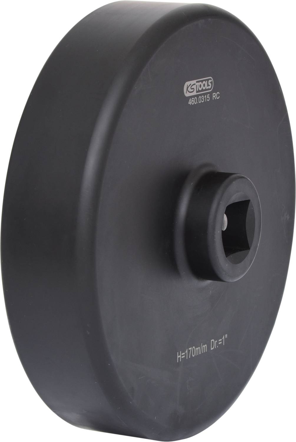 'Großer schwarzer Steckschlüsseladapter von KS Tools mit den Maßen H=170 mm, D=1