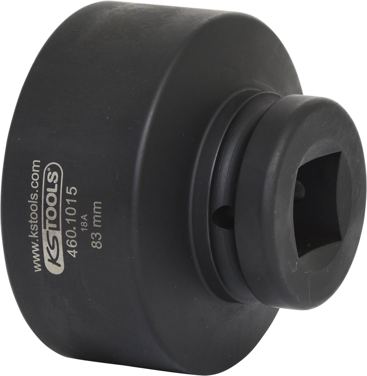 Großes Stecknusswerkzeug mit Kappenform, beschriftet mit 'www.kstools.com', '4601015', '83 mm'. Used for Spezialmechanik.