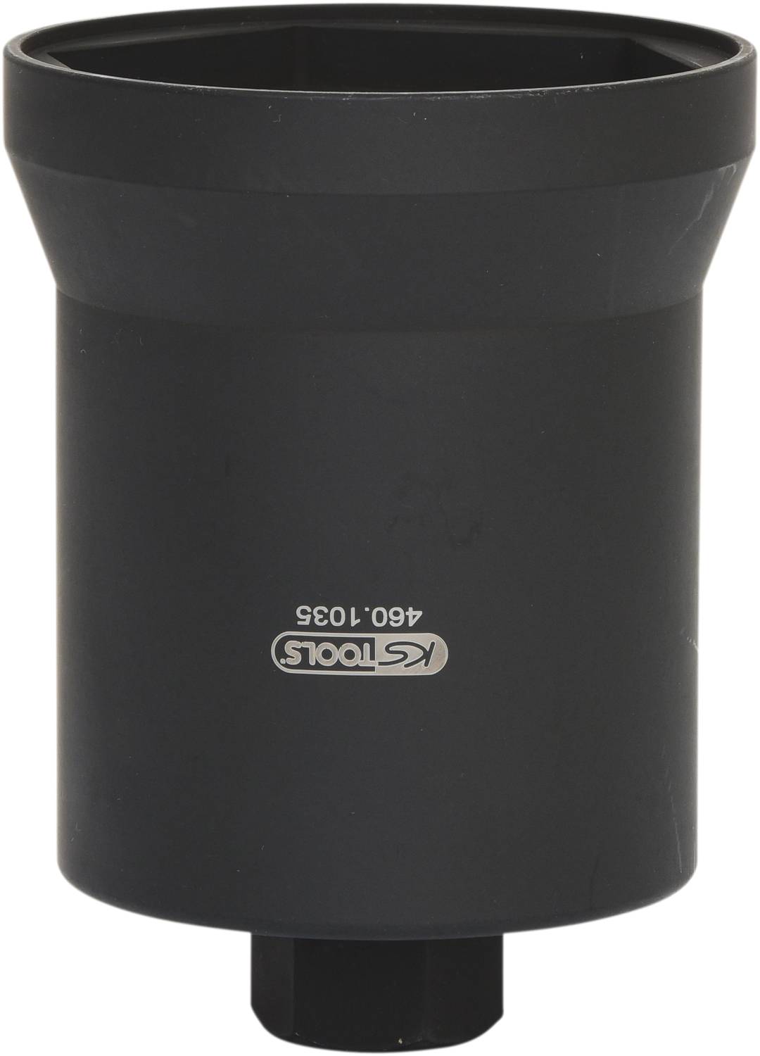 Schwarzer Sechskant-Einschlagwerkzeug-Adapter mit aufgedruckter Markenkennung 'KS Tools 460.1035'.