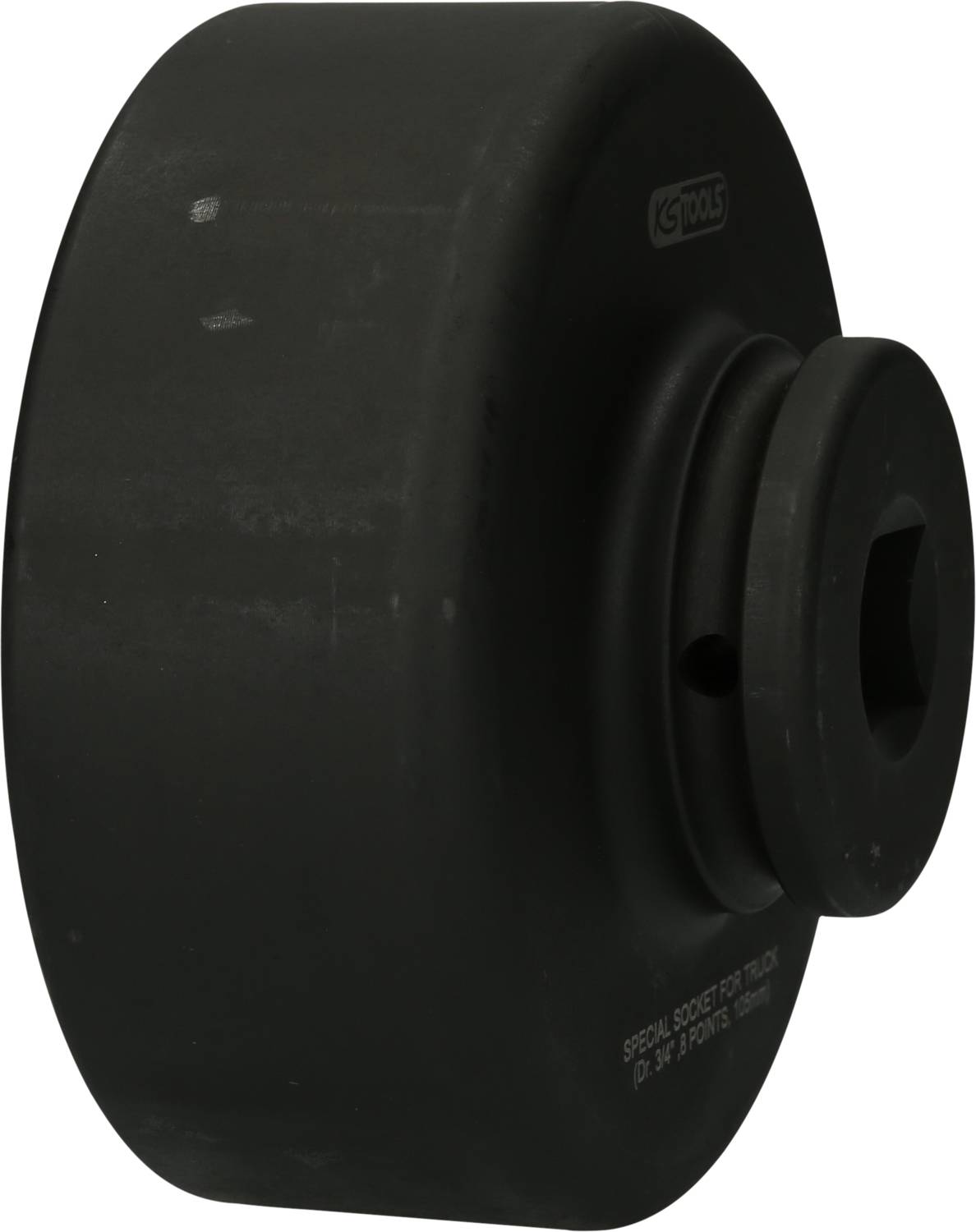 Schwarzes Werkzeugteil, wahrscheinlich eine spezielle Nuss, für Drehmoment-Schlüssel oder ähnliches.