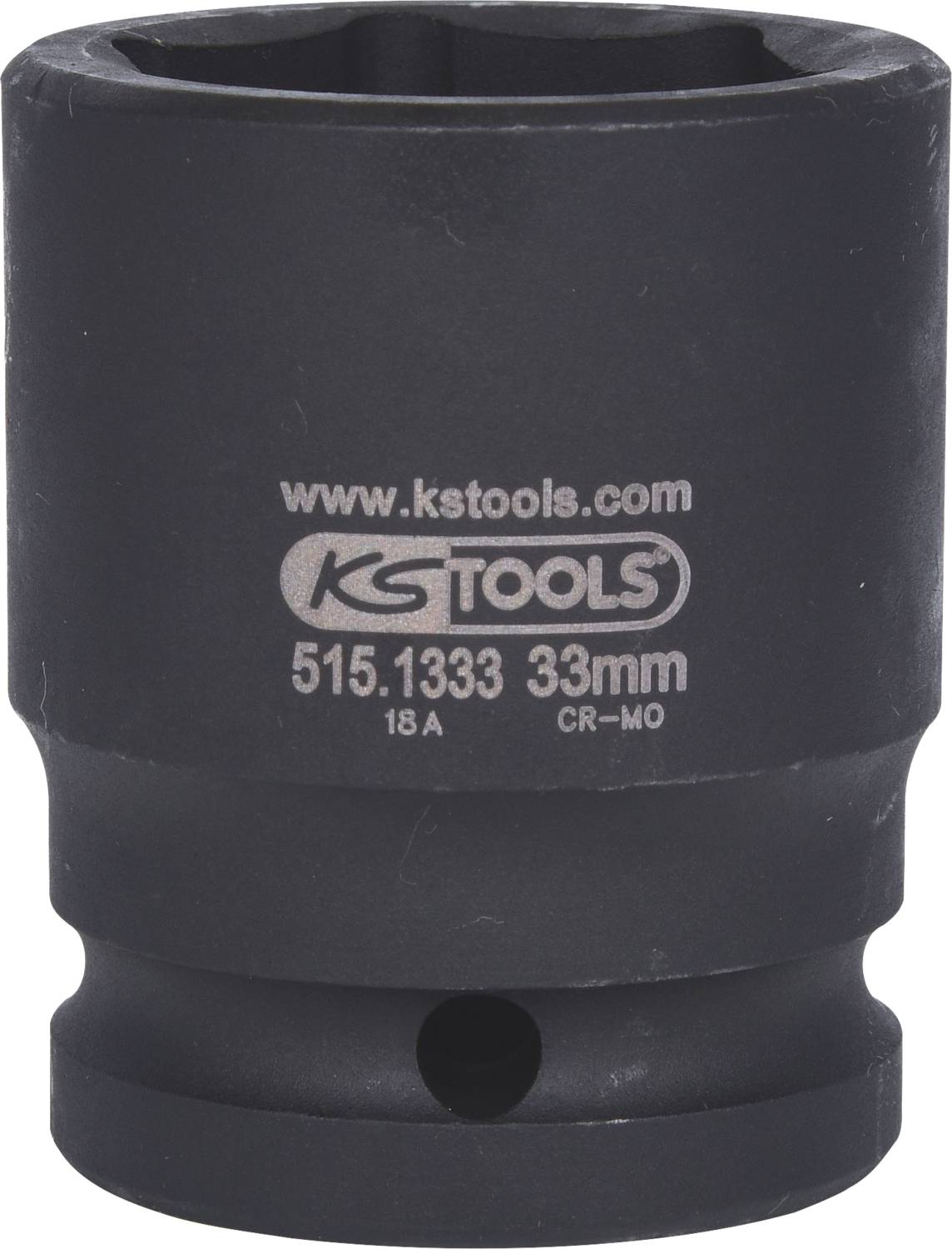Eine schwarze Stecknuss mit der Aufschrift 'www.kstools.com', 'KSTOOLS' und '515.1333 33mm'.