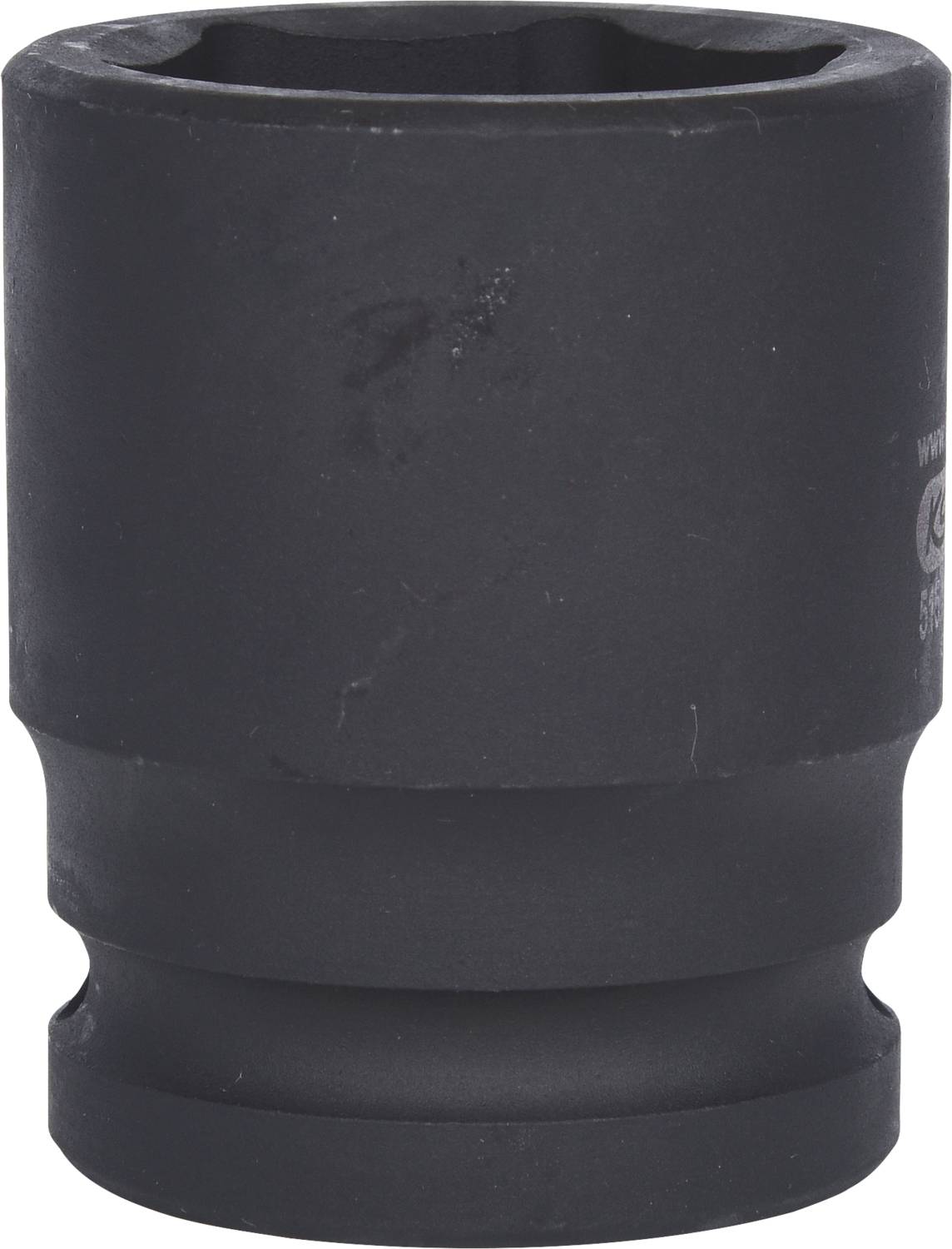 Eine schwarze Sechskant-Stecknuss, typisch für Werkzeuge zum Lösen oder Anziehen von Schrauben und Muttern.