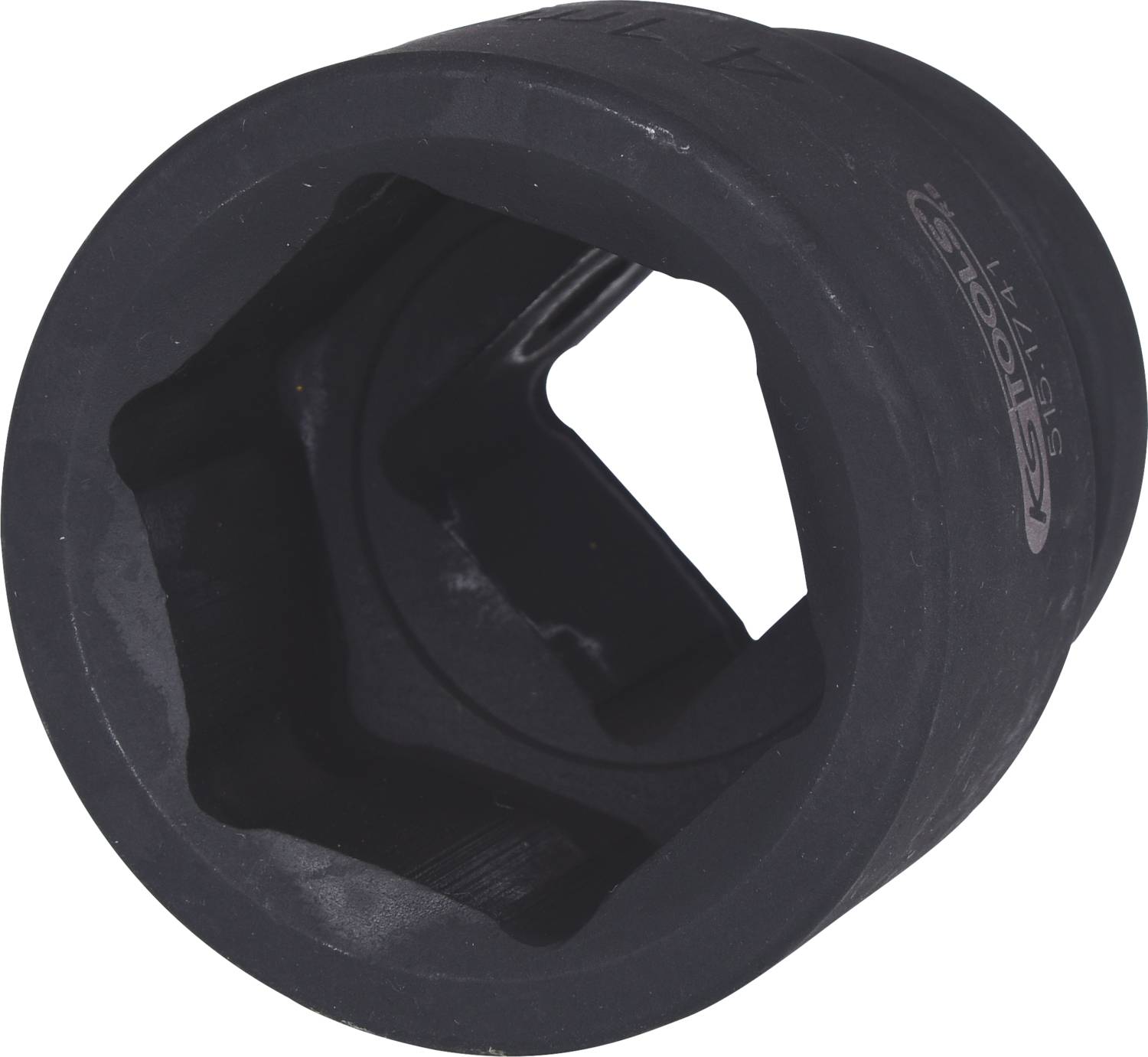 Ein schwarzer Steckschlüsseleinsatz, geeignet für den Einsatz mit einem Drehmomentschlüssel oder Ratsche, um Muttern und Schrauben zu lösen.