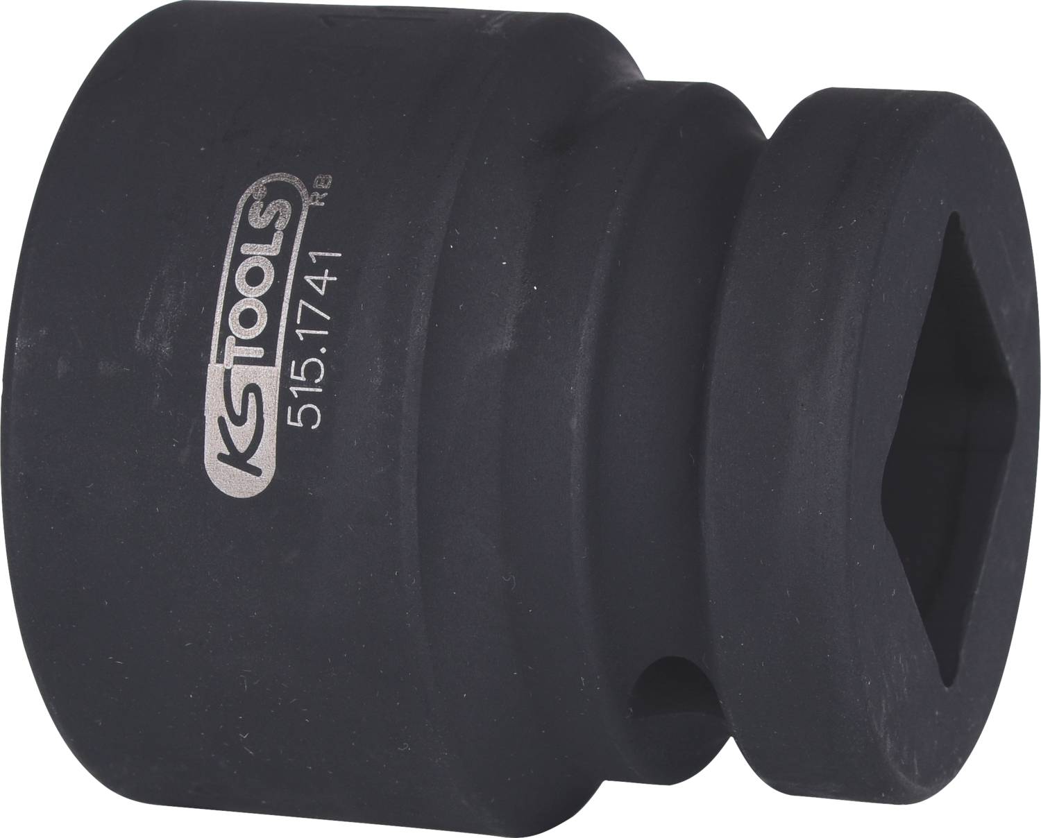 Eine schwarze Stecknuss von KS Tools mit der Aufschrift '515.1741', gezeigt in einem leichten Winkel, um Form und Design zu verdeutlichen.