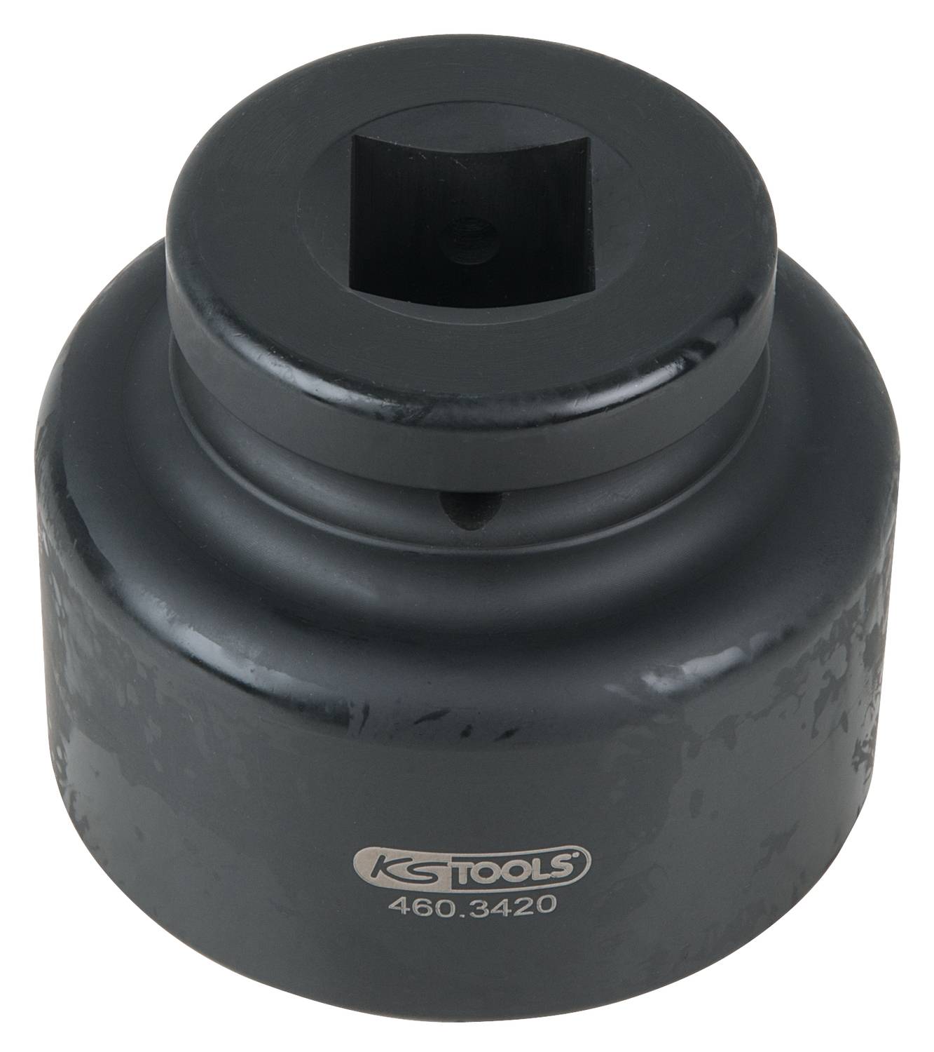 Eine schwarze KS Tools Stecknuss, Modellnummer 460.3420, aus Metall.