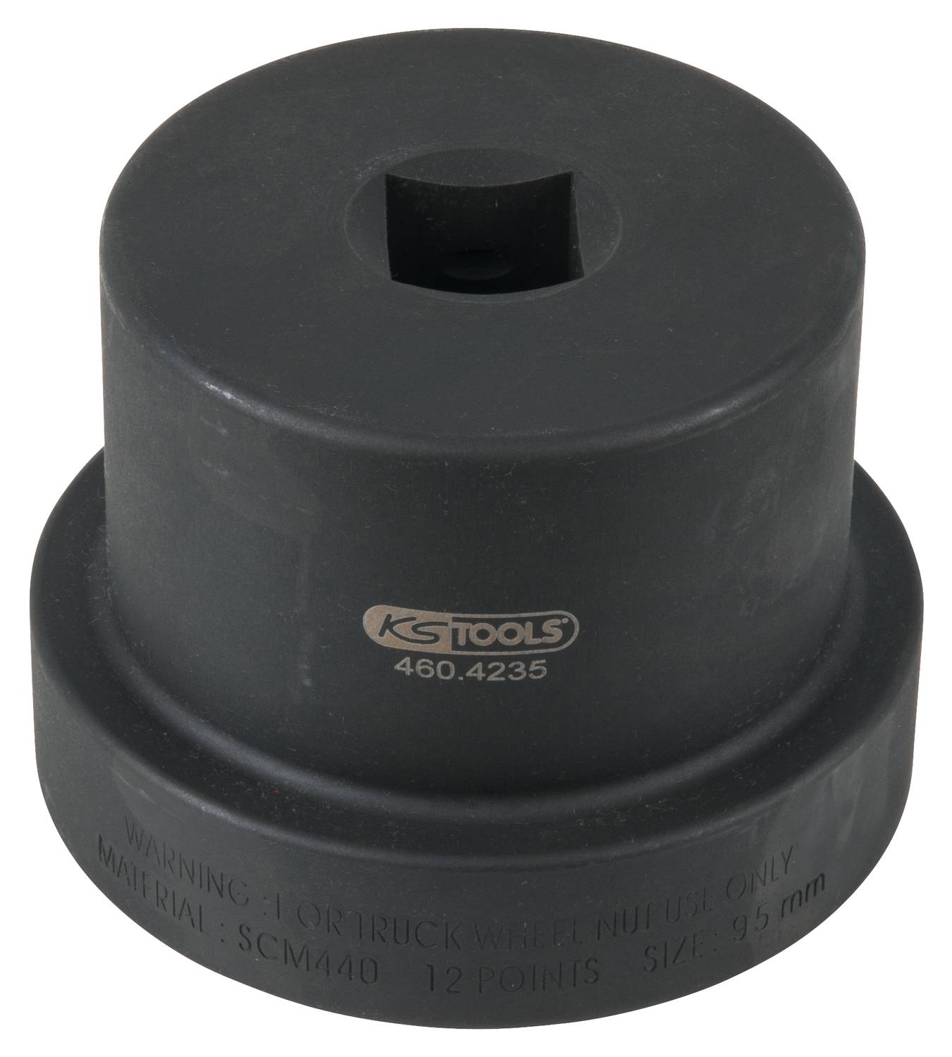 Schwarzer Steckschlüssel Adapter mit KS Tools Logo und Modellnummer 460.4235, geeignet für 95 mm Stecknüsse.