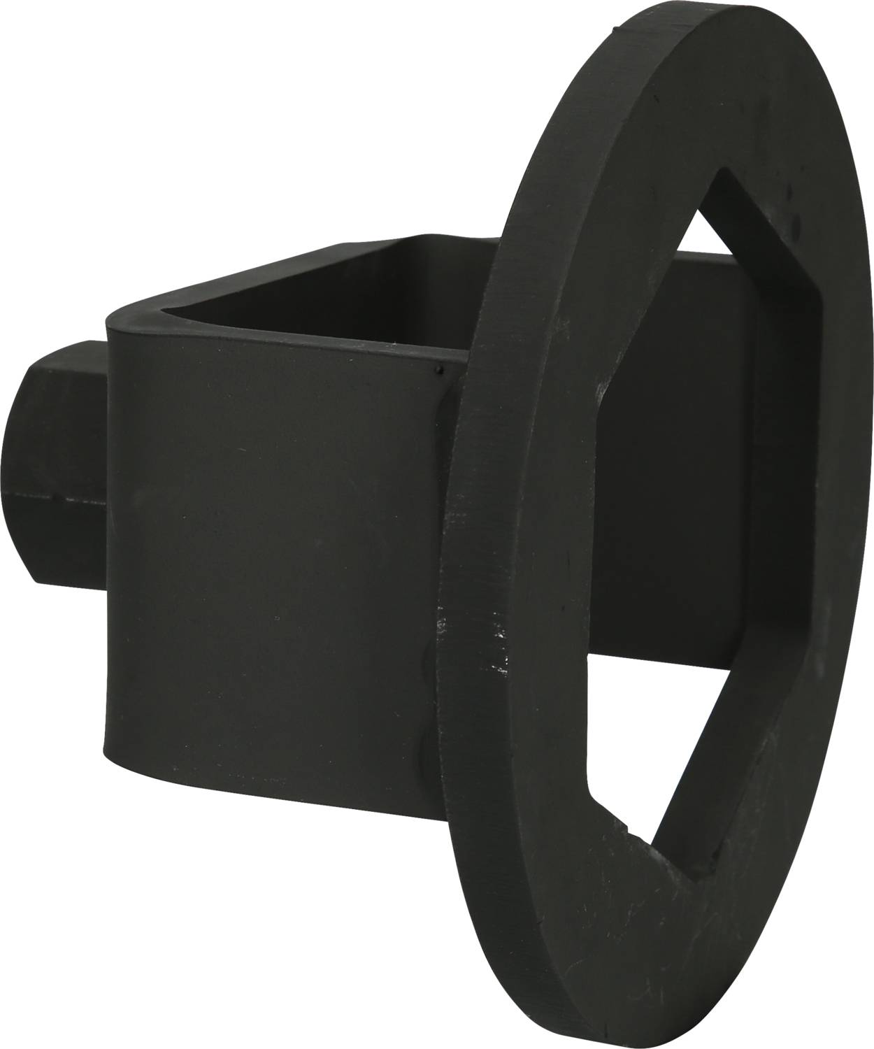 Werkzeugadapter aus Metall mit sechseckigem Kopf und quadratischer Basis, verwendet zur Anpassung von Aufsätzen an verschiedene Geräte.