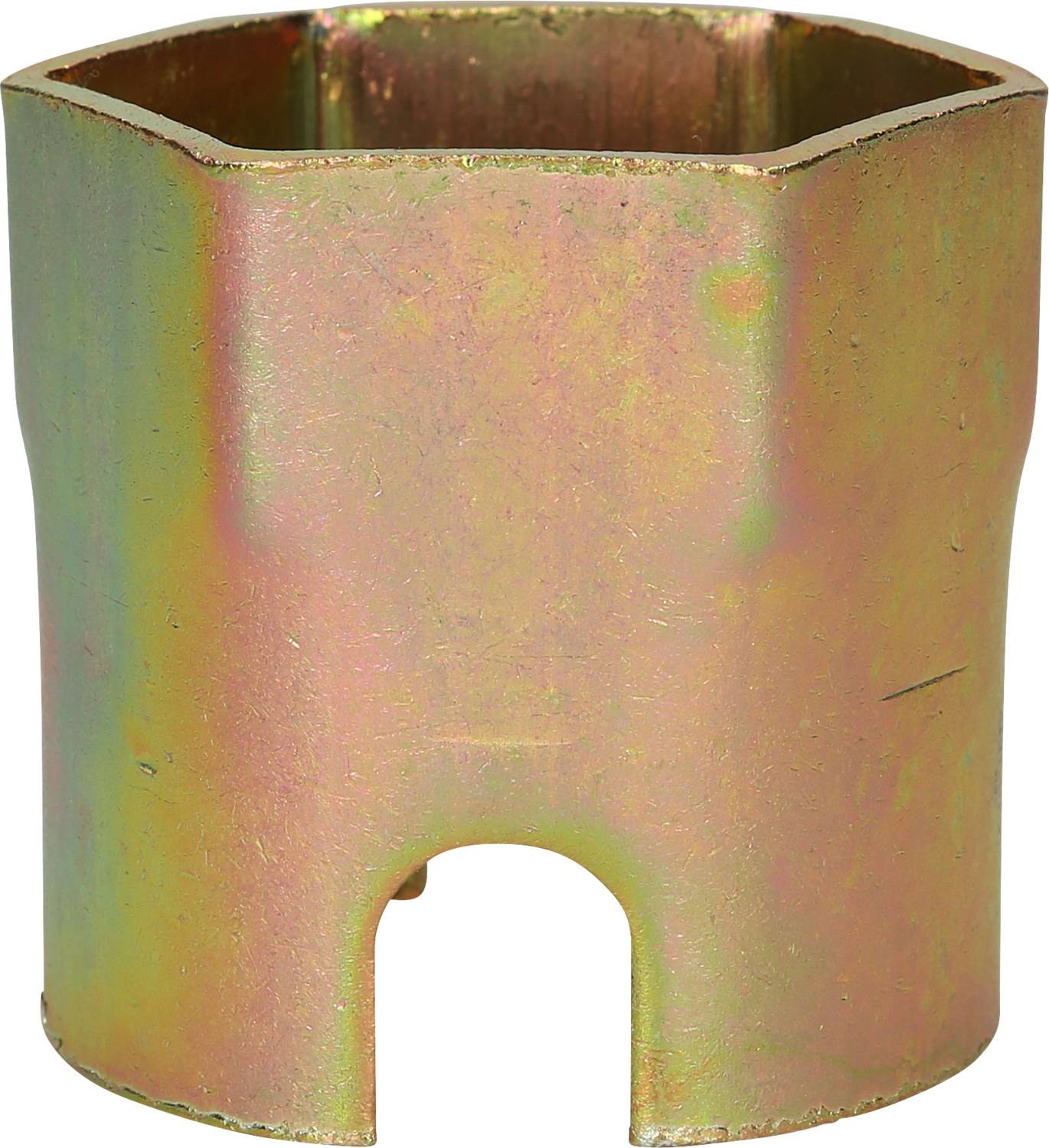 Sechskantschlüssel aus Metall mit einer Aussparung an der Unterseite, verwendet für das Anziehen oder Lösen von Schrauben.